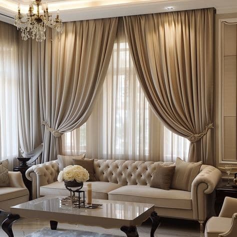 Luxury living room with curtains