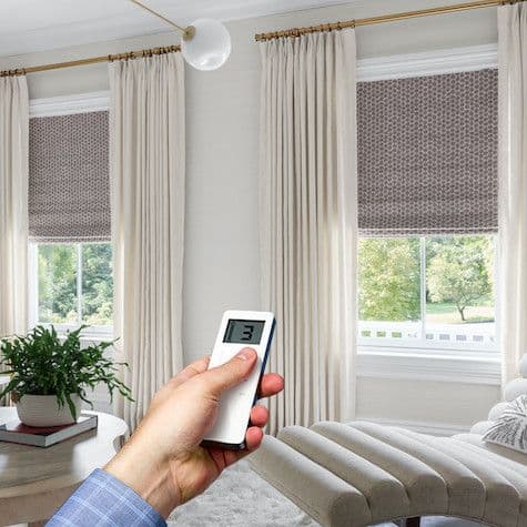 Luxury home with motorized blinds